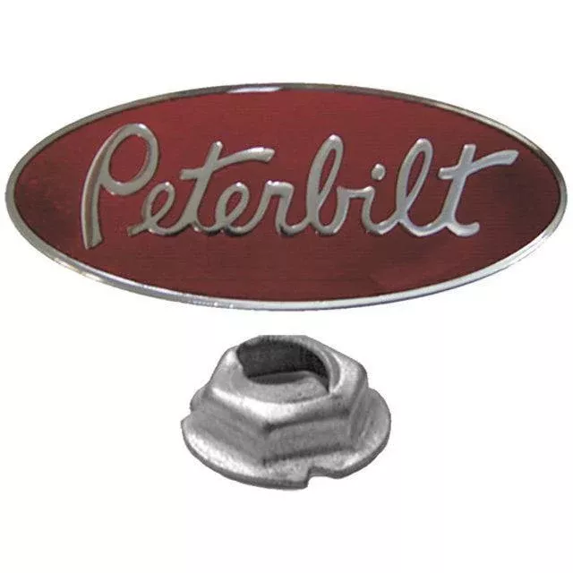 01-092002k-red-silver-peterbilt-logo-hood-emblem-replaces-20-19280-20-16498-pete #01-092002K Red And Silver Peterbilt Logo Hood Emblem, Replaces 20-19280 & 20-16498 For Peterbilt