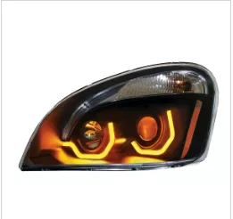 "Blackout" Projection Headlight W/Dual Function Light Bar For 2008-2017 FL Cascadia