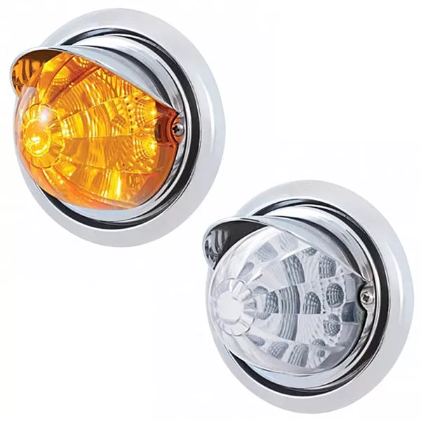 bumper-light-w-17-led-reflector-watermelon-light-visor-freightliner-columbia-amb Bumper Light w 17 LED Reflector Watermelon Light & Visor For Freightliner Columbia – Amber LEDs (Amber or Clear Lens)