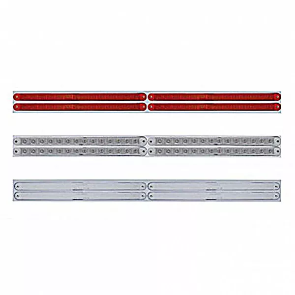 Chrome Top Mud Flap Plate With Four 14 LED 12″ Light Bars – Red LEDs (Red, Clear or Chrome Lens)