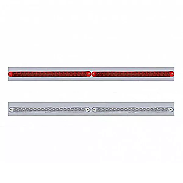 Chrome Top Mud Flap Plate With Two 19 LED 12″ Reflector Light Bars – Red LEDs (Red or Clear Lens)